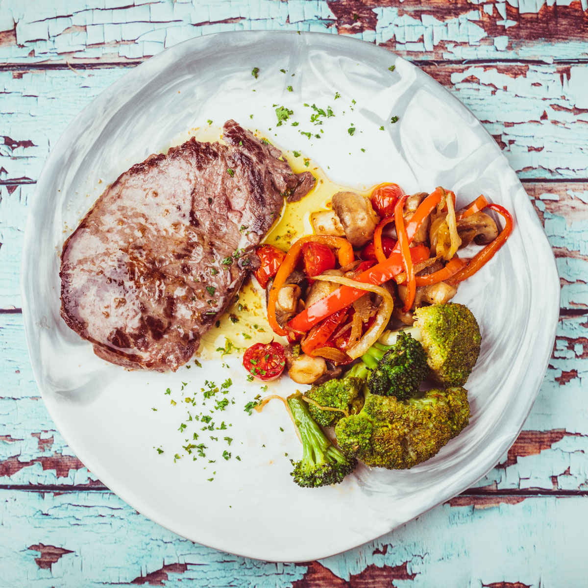 Churrasco con Vegetales salteados 🥒